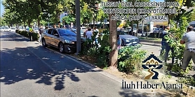 TURGUT ÖZAL CADDESİ'NDE KAZA: KONTROLDEN ÇIKAN OTOMOBİL AĞACA ÇARPTI, 1 YARALI