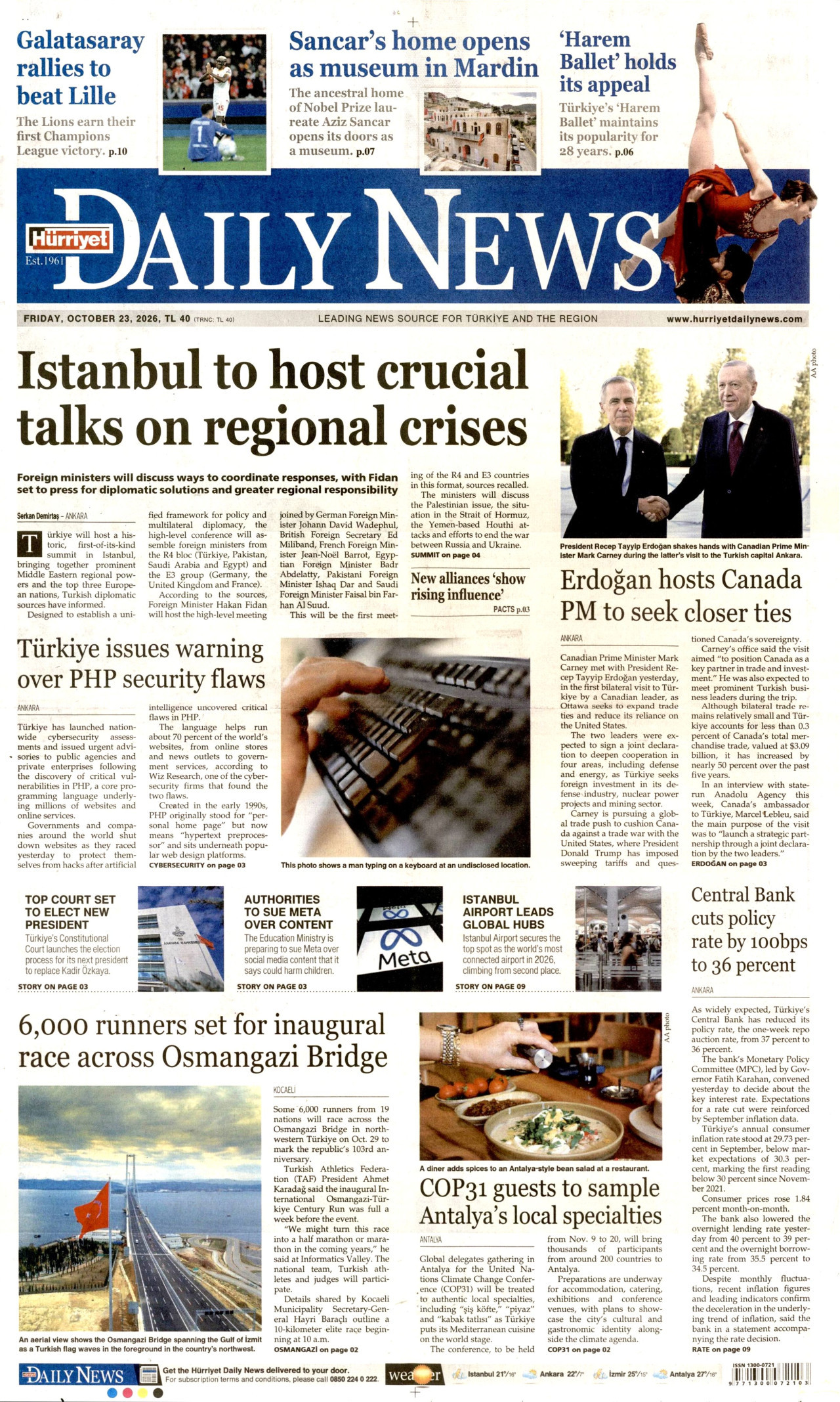 Hürriyet Daily News Gazetesi gazetesi manşeti