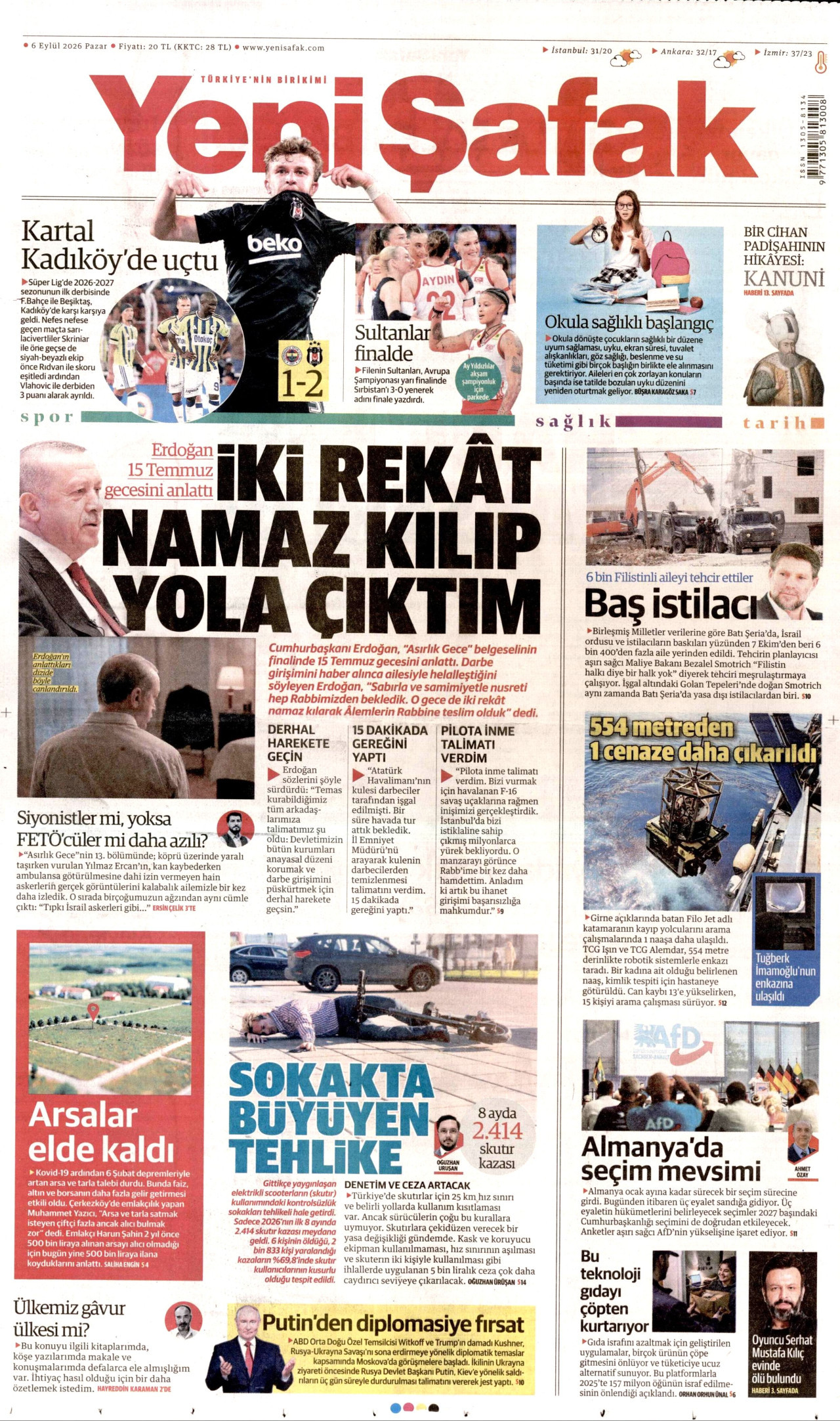 Yeni Şafak Gazetesi gazetesi manşeti